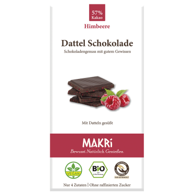 Bio Dattel Schokolade Himbeere 57% Kakao (85g)